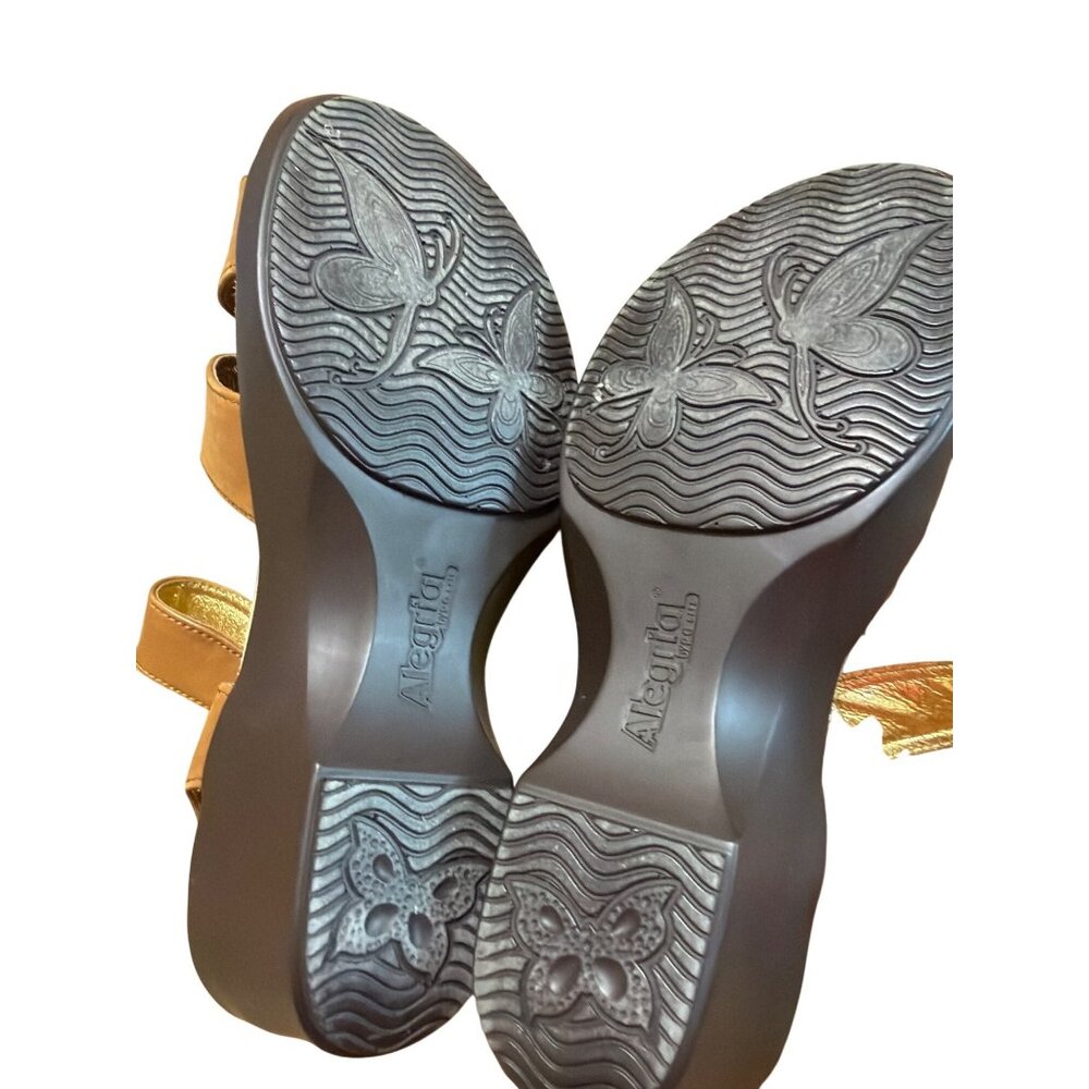 Alegria Brown Leather Strappy Sandals Comfort Wedges Shoes Hook Loop Sz 37 US 7 - Picture 8 of 8